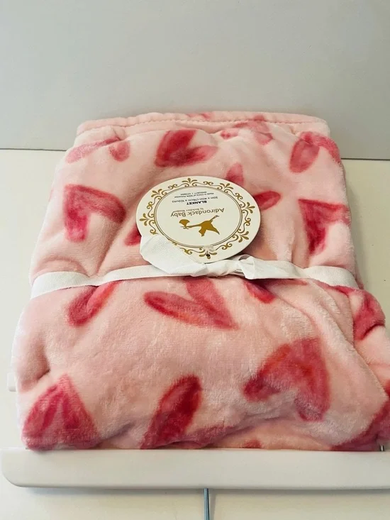 Adirondack Baby by Berkshire Nursery Blanket Pink with Pink Hearts - Picture 12 of 12